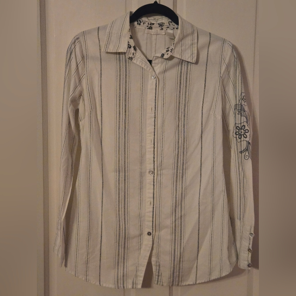 Striped Cream and Black Men's Shirt